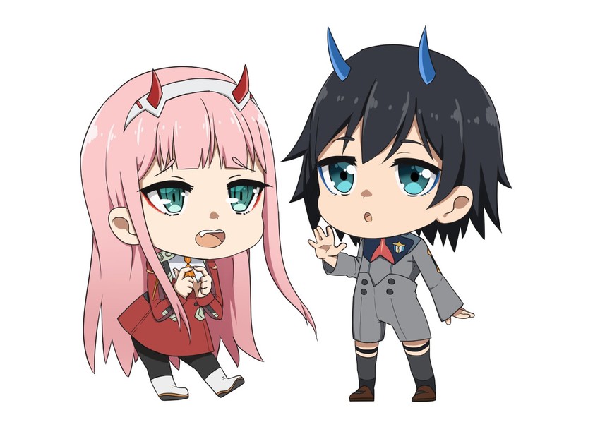 zero two and hiro (darling in the franxx) drawn by crymsie