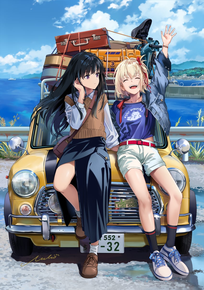 nishikigi chisato and inoue takina (lycoris recoil) drawn by neko_(yanshoujie)
