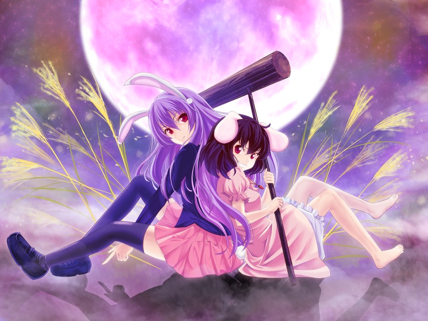 reisen udongein inaba and inaba tewi (touhou) drawn by fujino_(yoshi9798174)
