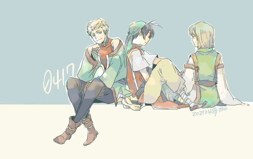 tir mcdohl, luc, and sheena (gensou suikoden and 1 more) drawn by genpai39