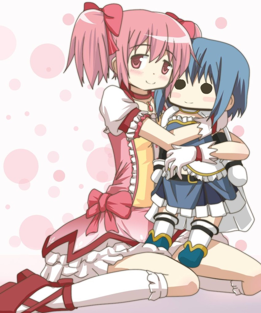 kaname madoka and miki sayaka (mahou shoujo madoka magica) drawn by hangaku