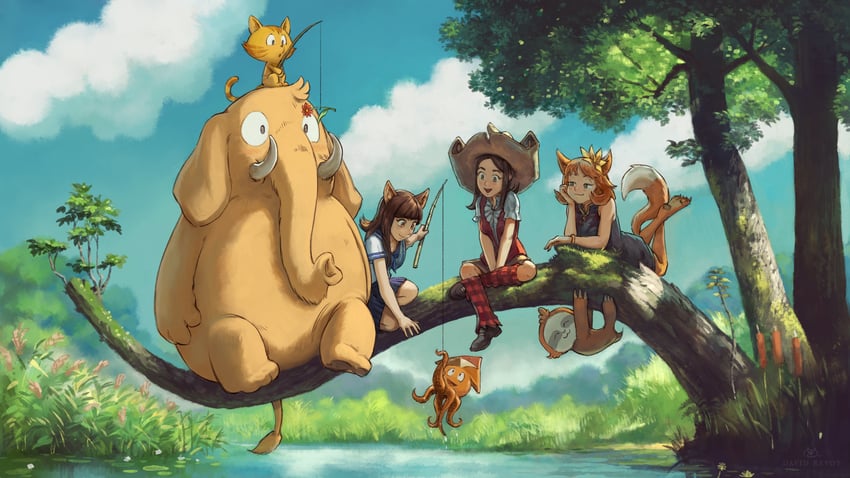 pepper, carrot, ai-chan, and pleroma tan (tonari no totoro and 2 more) drawn by david_revoy