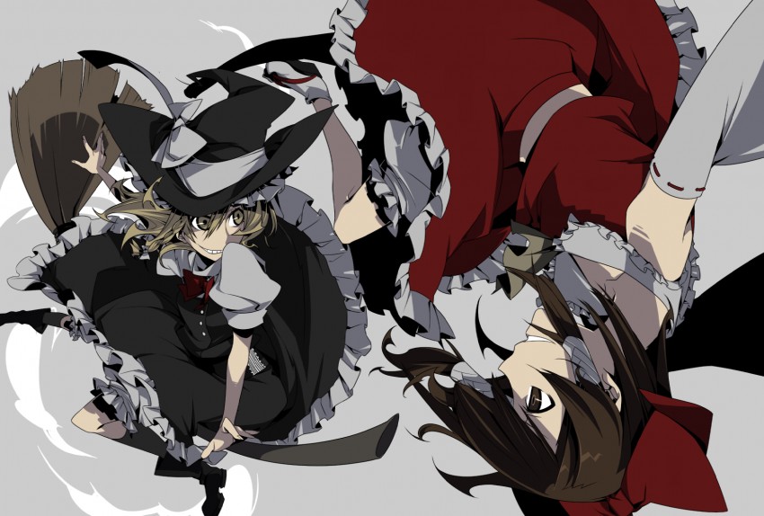 hakurei reimu and kirisame marisa (touhou) drawn by keruberosu-a
