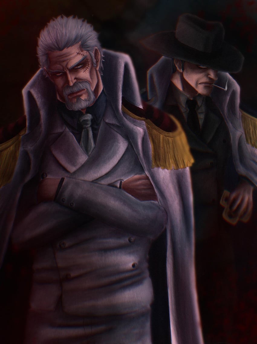 monkey d. garp and bogard (one piece) drawn by m82sama