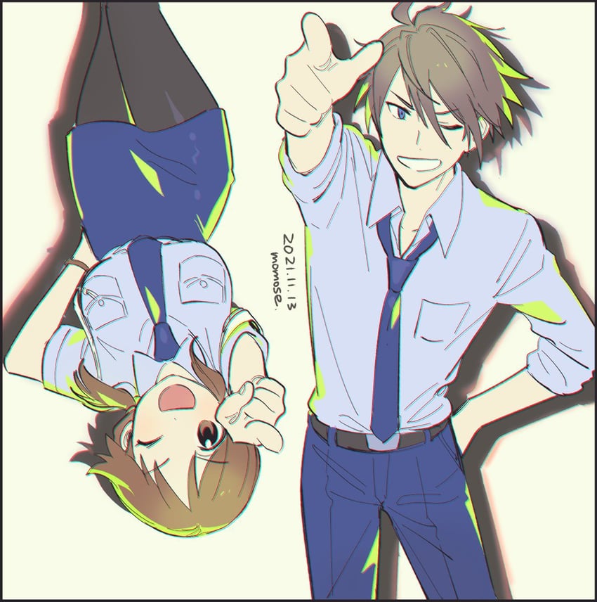 katagiri sanae and akuno hideo (idolmaster and 2 more) drawn by momose_(oqo)