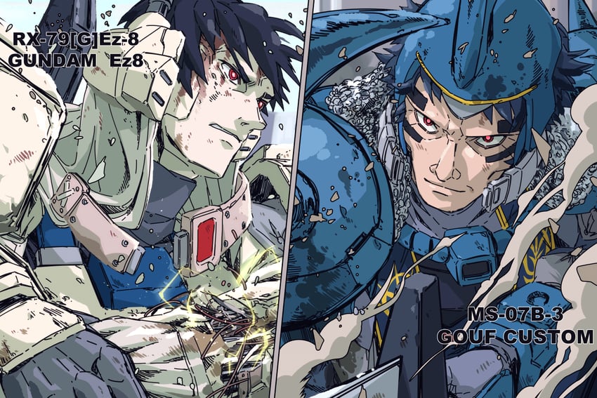 gouf custom and gundam ez8 (gundam and 1 more) drawn by 8823