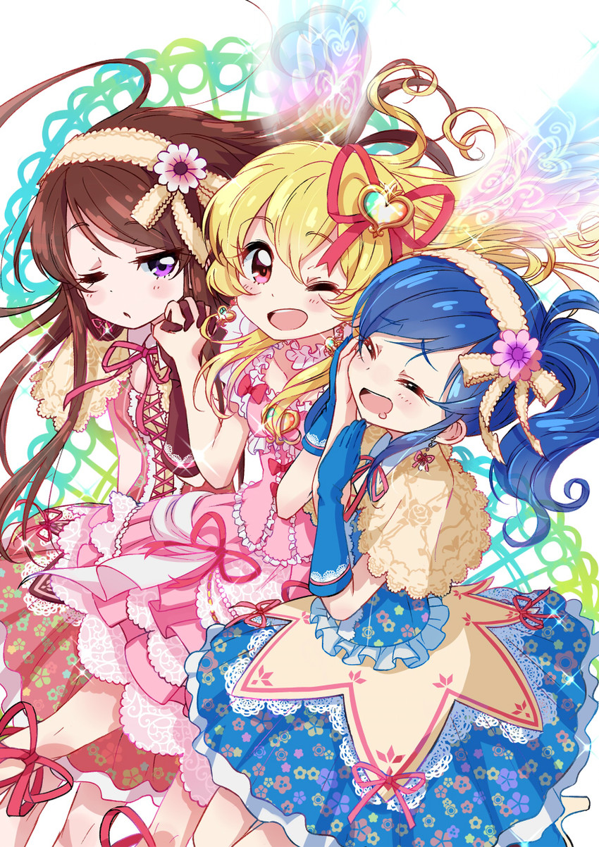 hoshimiya ichigo, kiriya aoi, and shibuki ran (aikatsu!) drawn by kingin