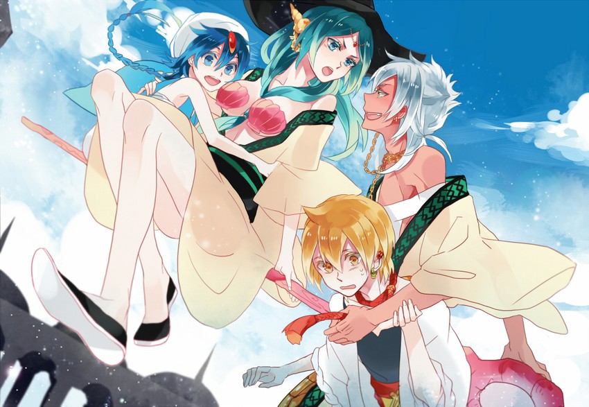 aladdin, alibaba saluja, yamuraiha, and sharrkan (magi the labyrinth of magic) drawn by michi_(iawei)