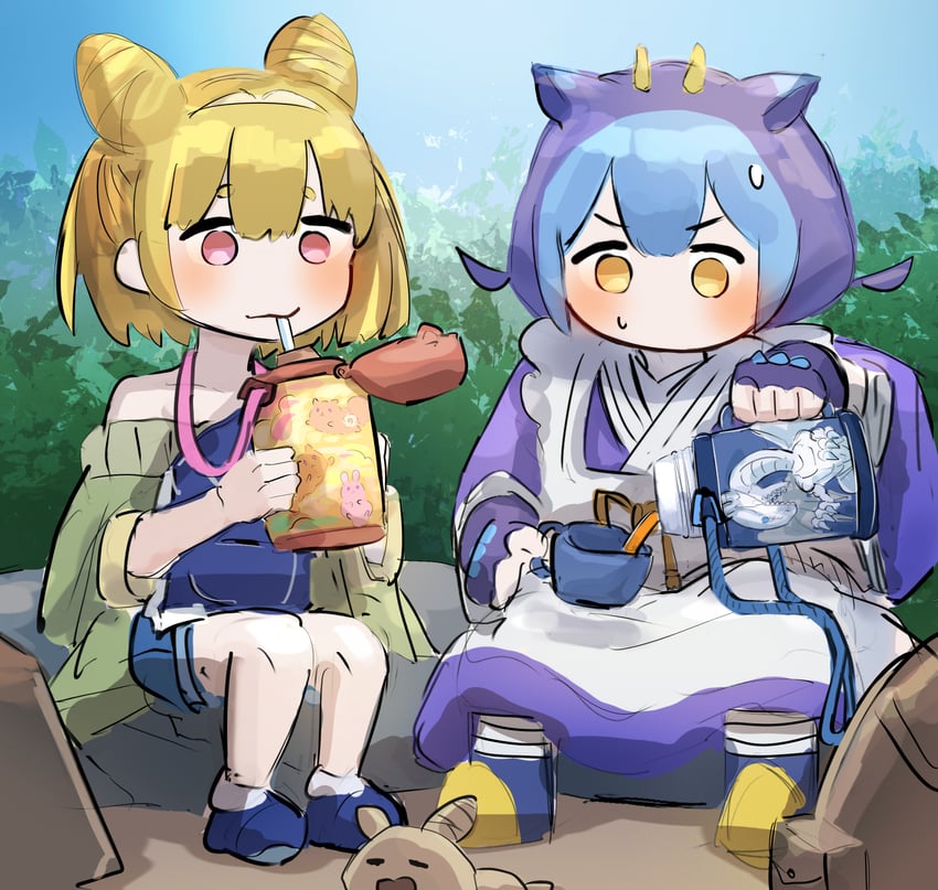 laundry dragonmaid, blue-eyes white dragon, and witchcrafter potterie (yu-gi-oh!) drawn by hatano_kiyoshi