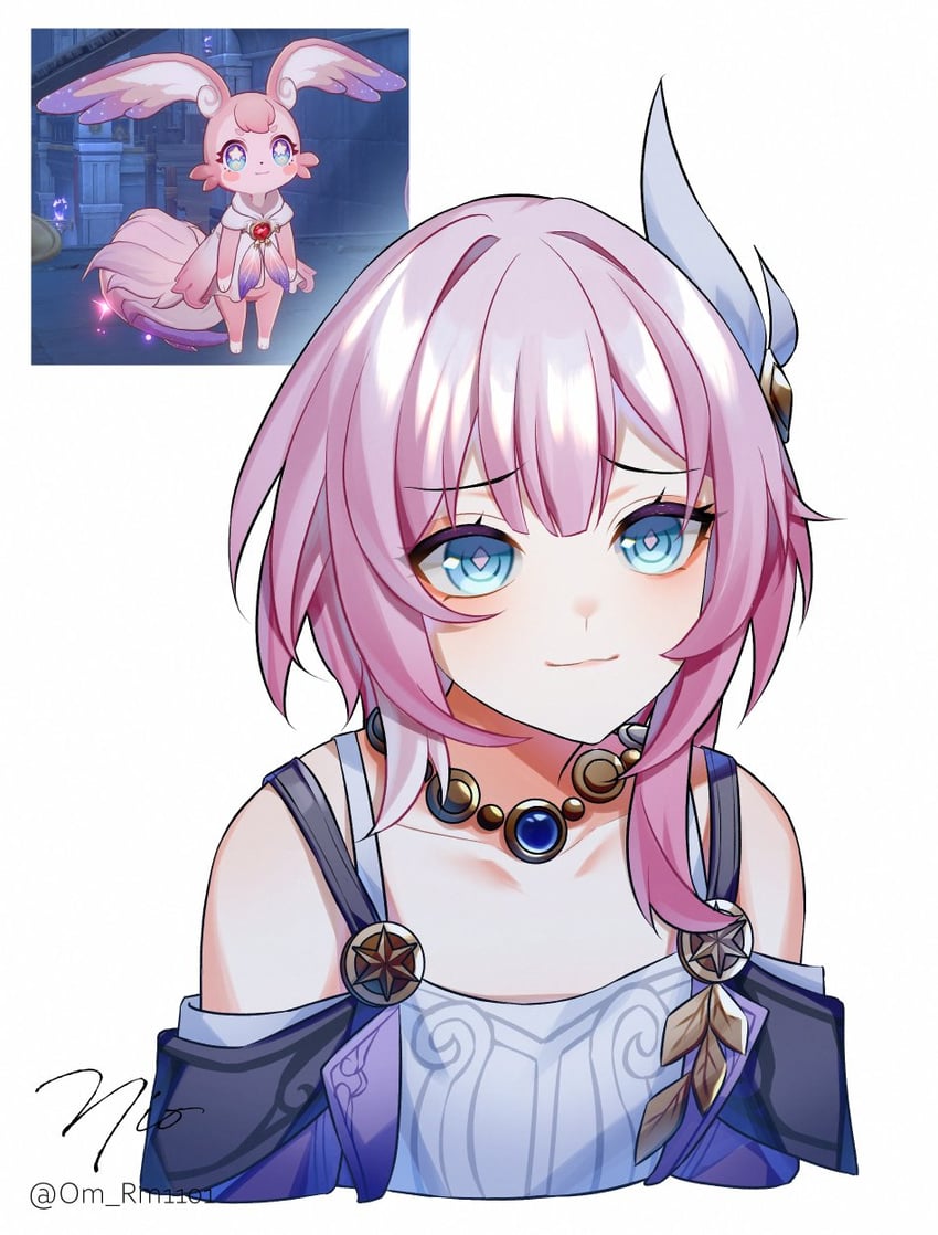 cyrene and mem (honkai and 1 more) drawn by om_rm1101