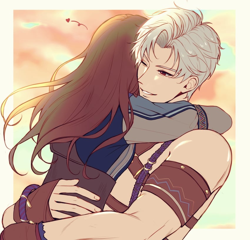 protagonist and sylus (love and deepspace) drawn by papayapippom