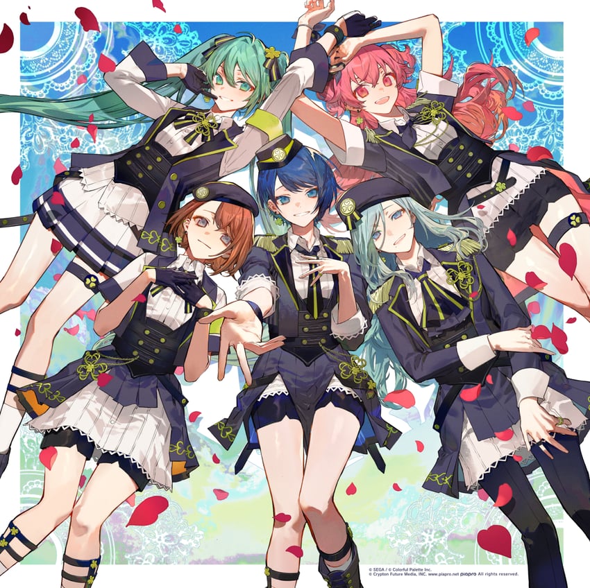 hatsune miku, hanasato minori, kiritani haruka, momoi airi, hinomori shizuku, and 1 more (vocaloid and 1 more) drawn by nozaki_tsubata