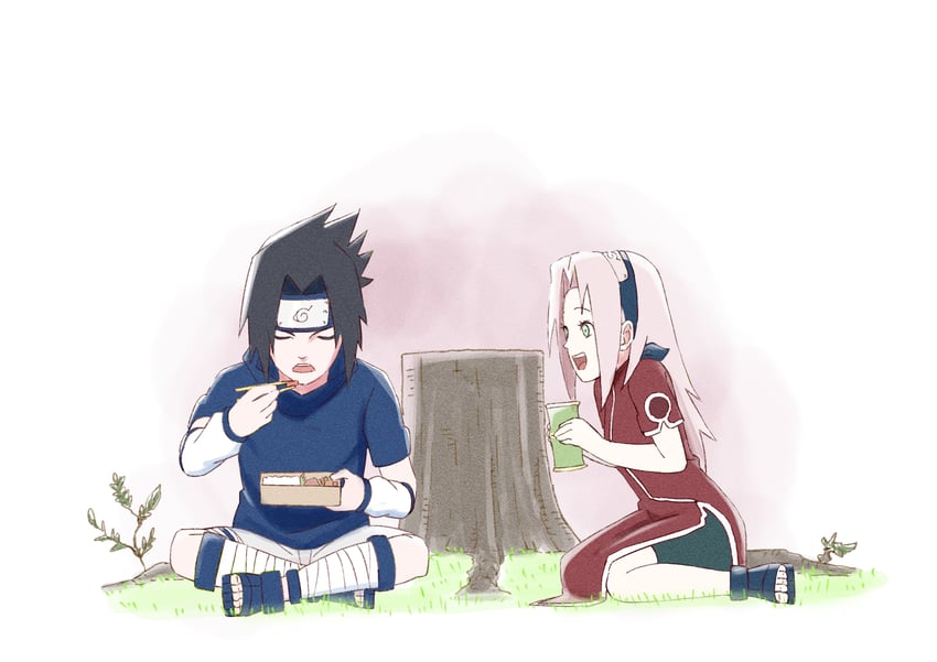 haruno sakura and uchiha sasuke (naruto) drawn by ebata_kyouhei