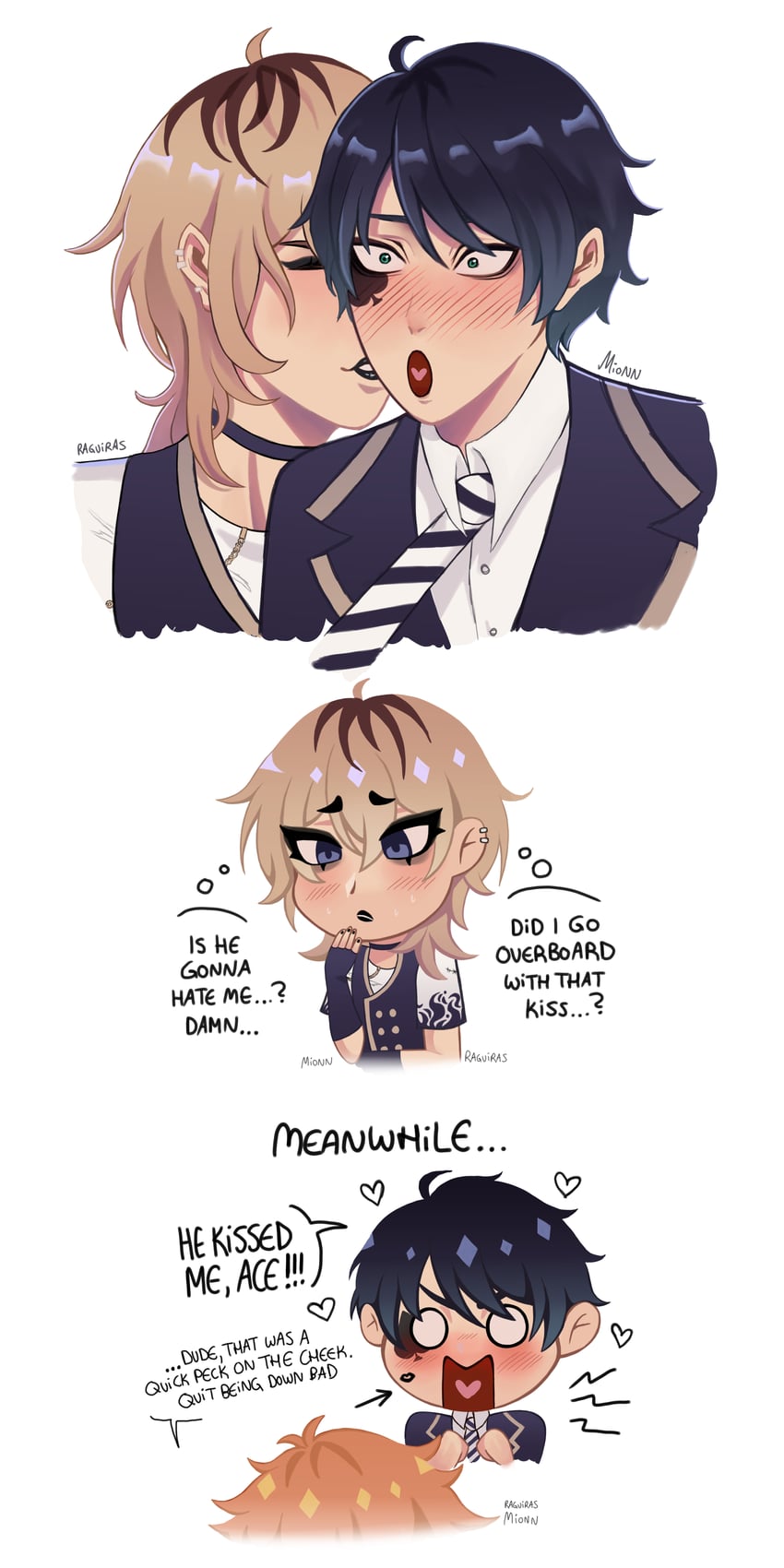 yuu, ace trappola, and deuce spade (original and 1 more) drawn by raguiras2