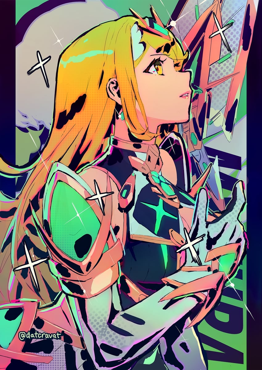 mythra (xenoblade chronicles and 1 more) drawn by datcravat