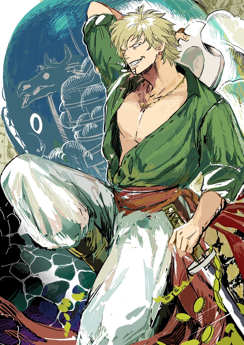 laboon and yorki (one piece) drawn by santagawa