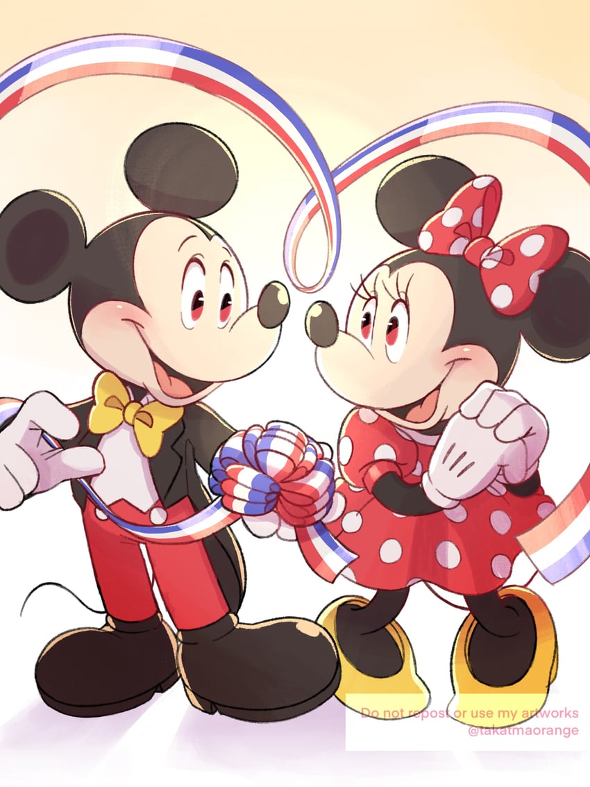 mickey mouse and minnie mouse (mickey mouse & friends and 1 more) drawn by takatmaorange