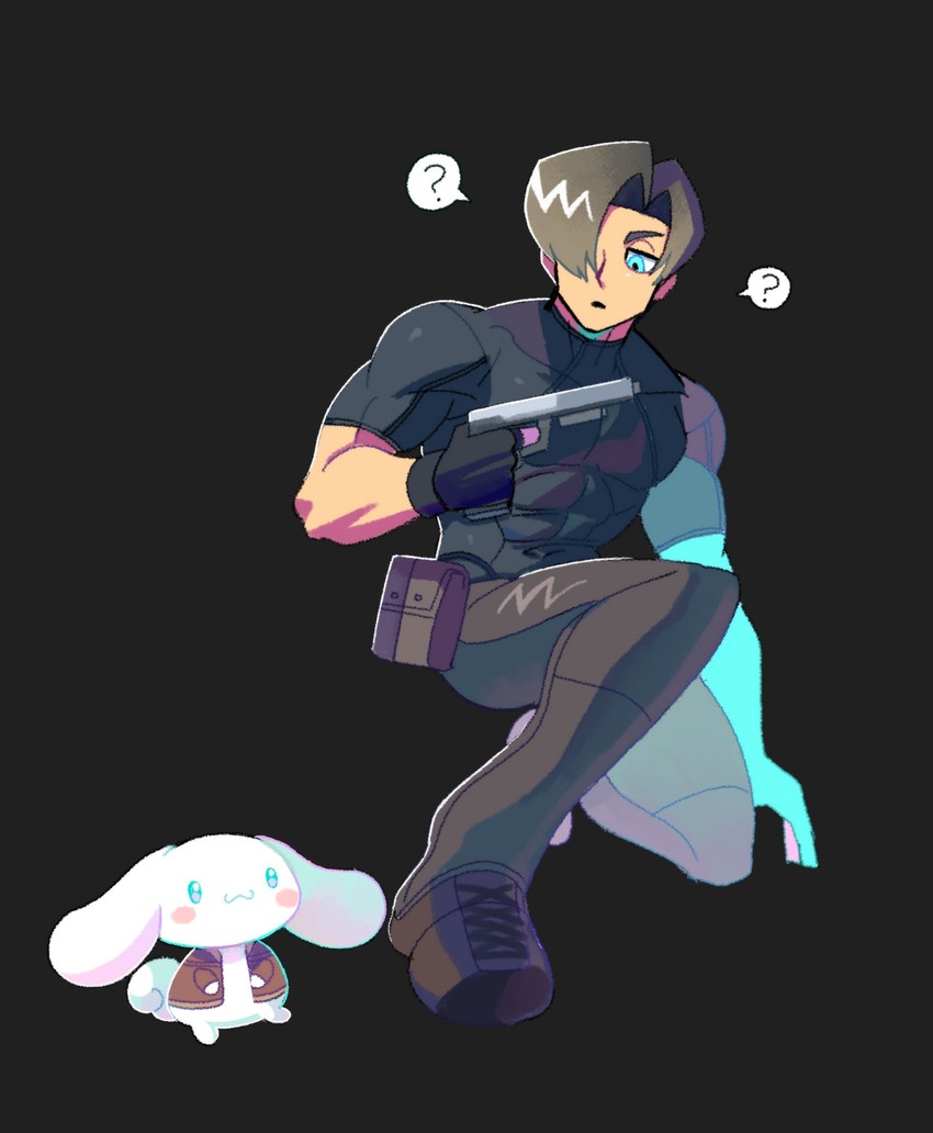 cinnamoroll and leon s. kennedy (resident evil and 3 more) drawn by denaseey
