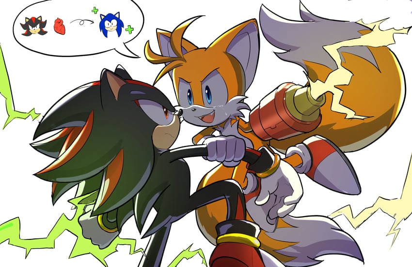 sonic the hedgehog, shadow the hedgehog, and tails (sonic and 1 more) drawn by cyan_altar