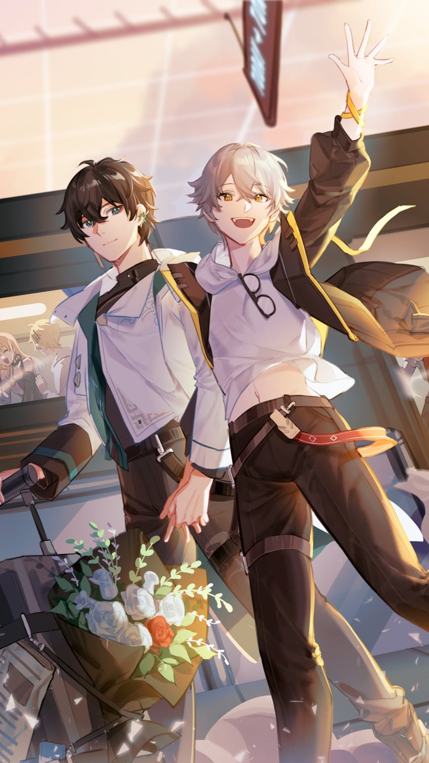 trailblazer, caelus, dan heng, gepard landau, and serval landau (honkai and 1 more) drawn by sang_sha