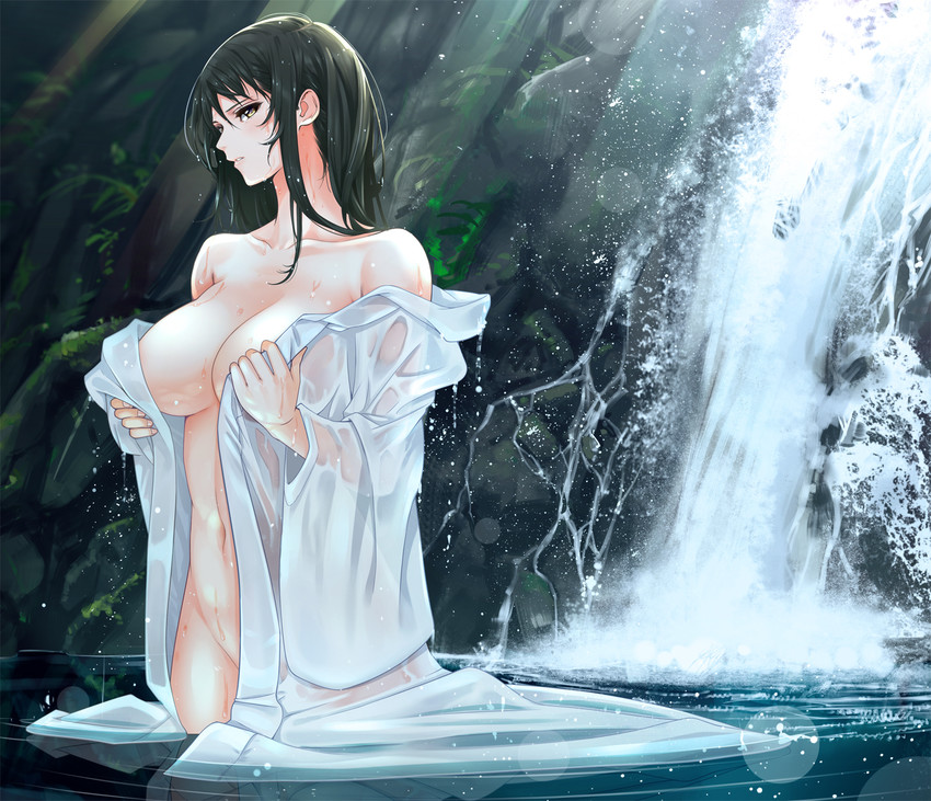 Outdoor wet brunette anime