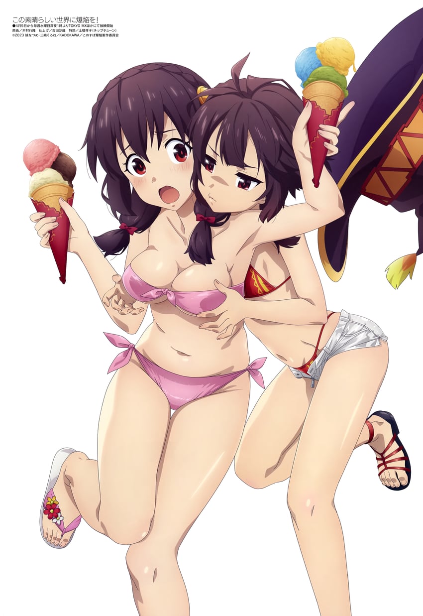 megumin and yunyun (kono subarashii sekai ni shukufuku wo! and 2 more) drawn by kimura_yukitaka