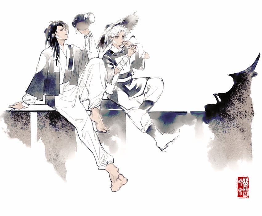 ding tao and gu jin (qiang jin jiu) drawn by spiderthread