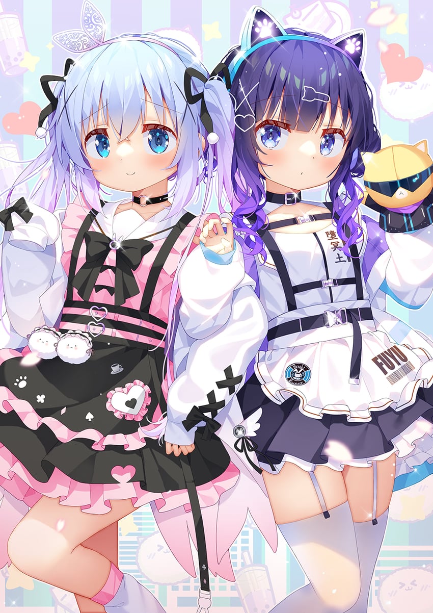 kafuu chino and fuiba fuyu (gochuumon wa usagi desu ka?) drawn by taku_michi