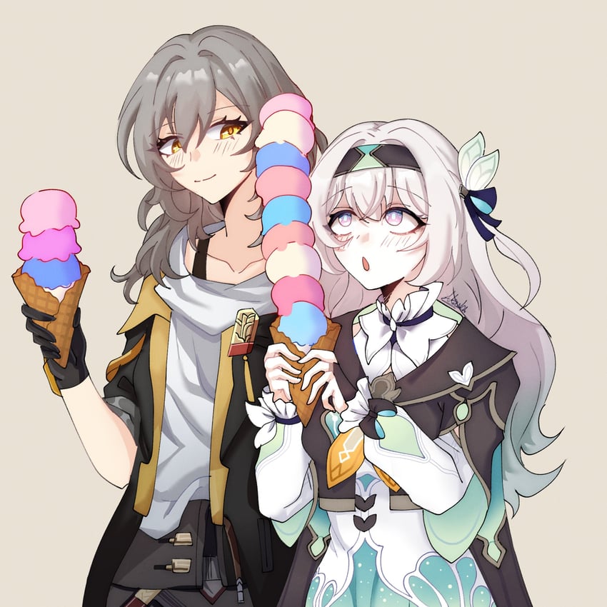 trailblazer, firefly, and stelle (honkai and 1 more) drawn by akashicelegy