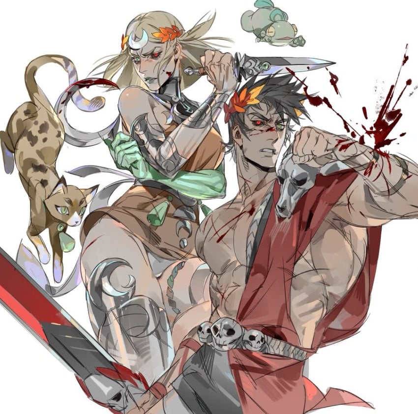 zagreus, melinoe, frinos, and toula (hades and 2 more) drawn by 34am