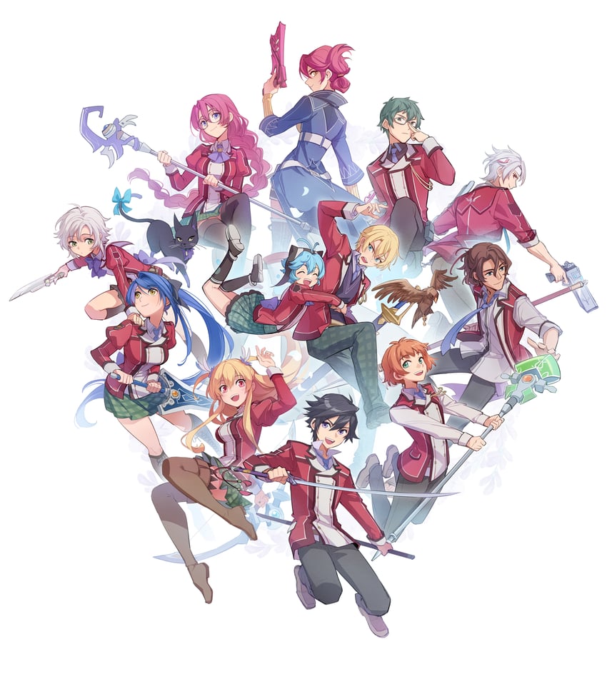 rean schwarzer, fie claussell, alisa reinford, emma millstein, sara valestein, and 8 more (eiyuu densetsu and 2 more) drawn by feng_you
