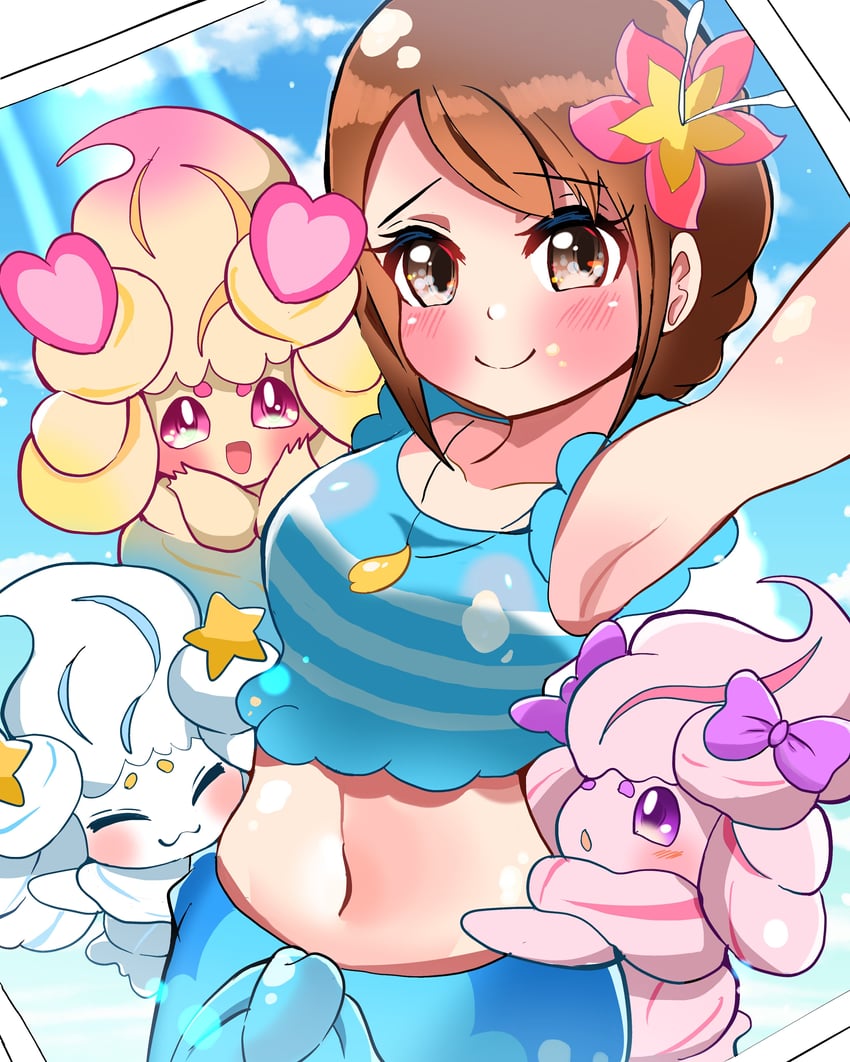 gloria and alcremie (pokemon and 1 more) drawn by carrot_summer