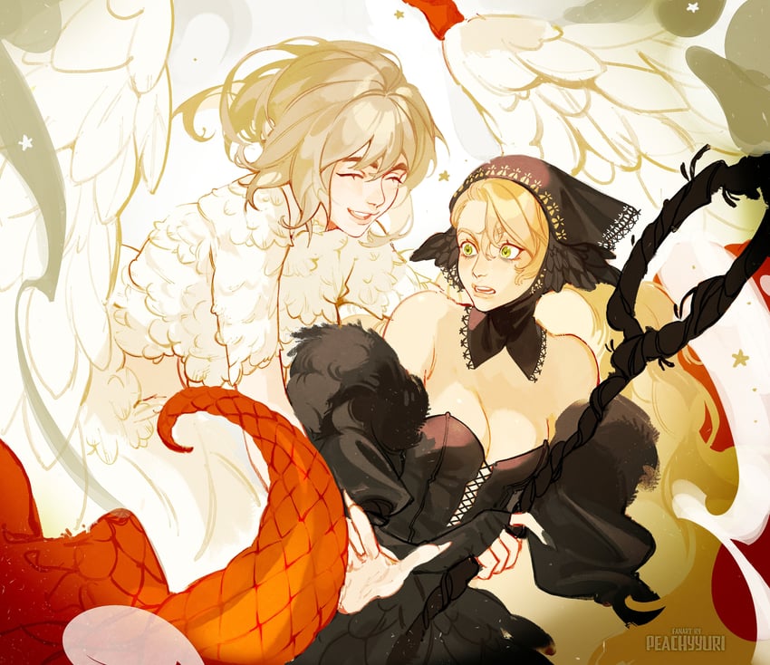 marcille donato and falin touden (dungeon meshi) drawn by peachyyuri