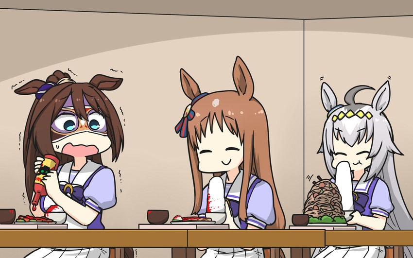 oguri cap, grass wonder, and el condor pasa (umamusume) drawn by hamu_koutarou