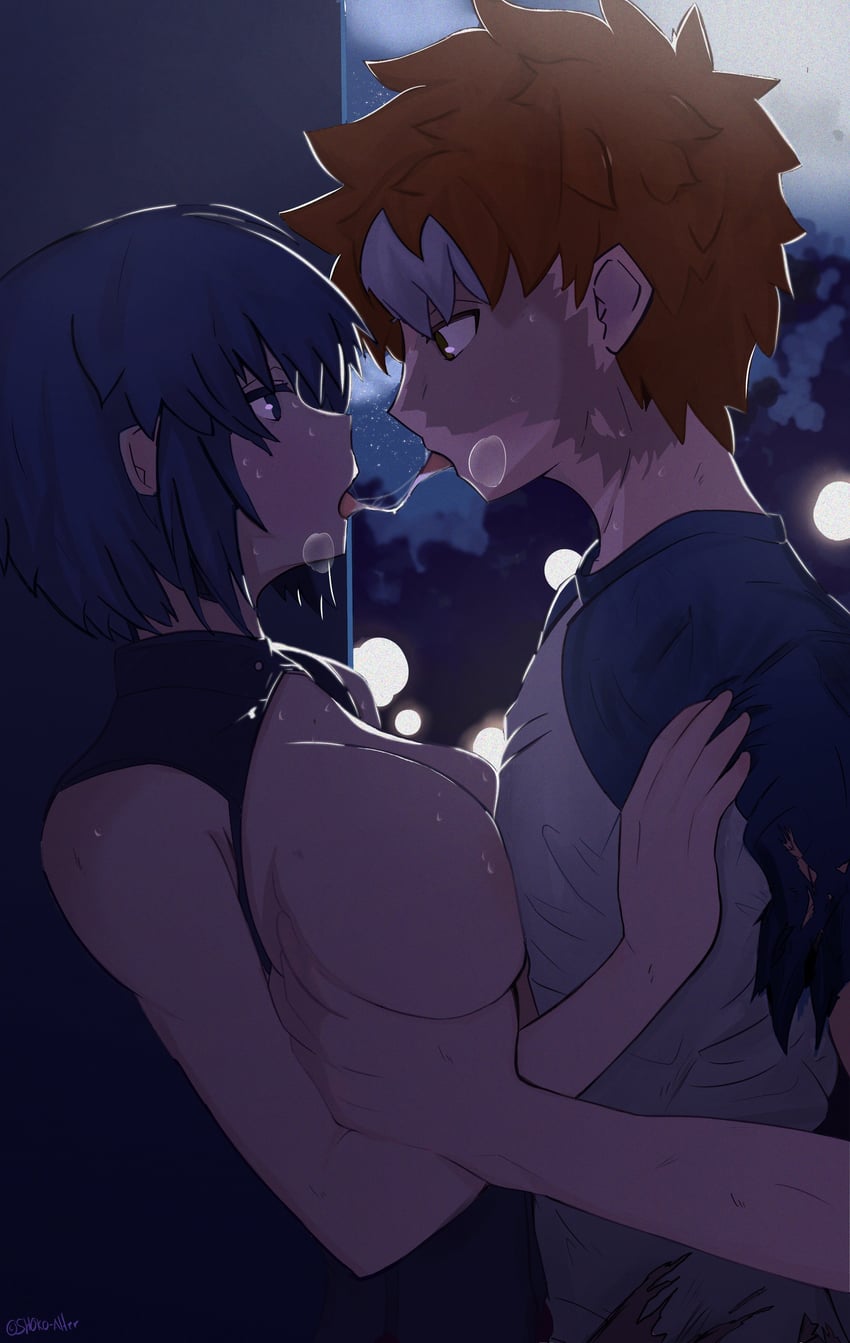 emiya shirou, ciel, and powered ciel (fate and 2 more) drawn by shokobr and u-doku