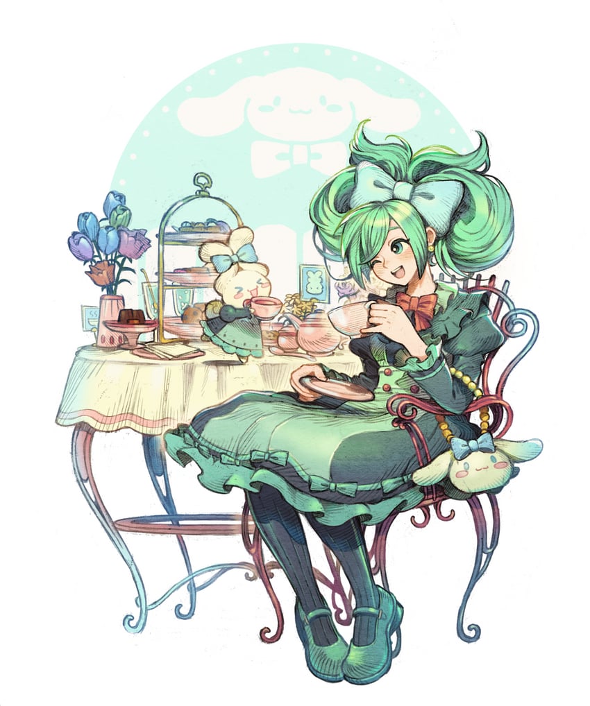 hatsune miku, cinnamoroll, and cinnamiku (vocaloid and 2 more) drawn by 9twoeight