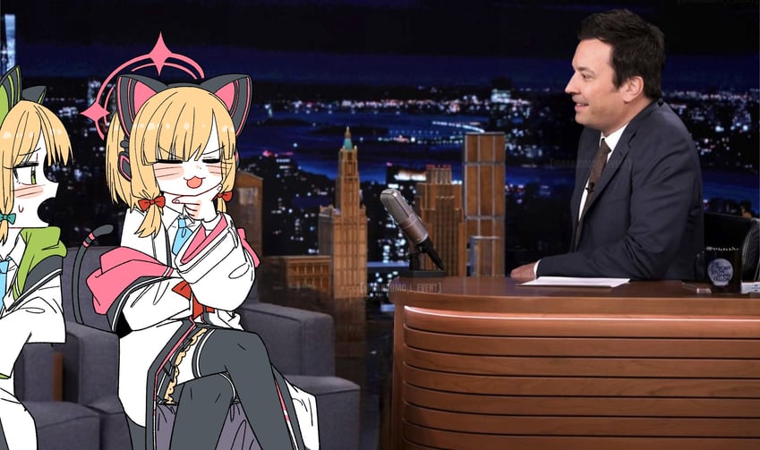 momoi, midori, and jimmy fallon (blue archive and 2 more) drawn by wujurana