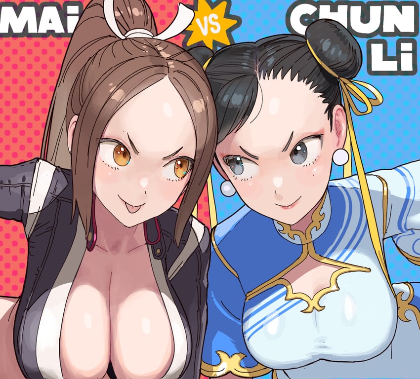 chun-li and shiranui mai (street fighter and 3 more) drawn by conto