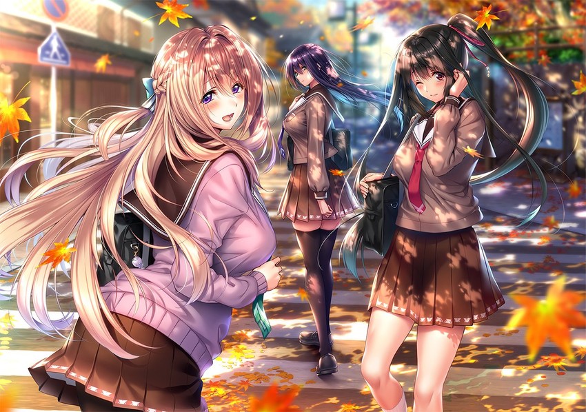 kurohime yuuhi, tsutamachi chitose, and himiyama rei (amakano 2) drawn by piromizu