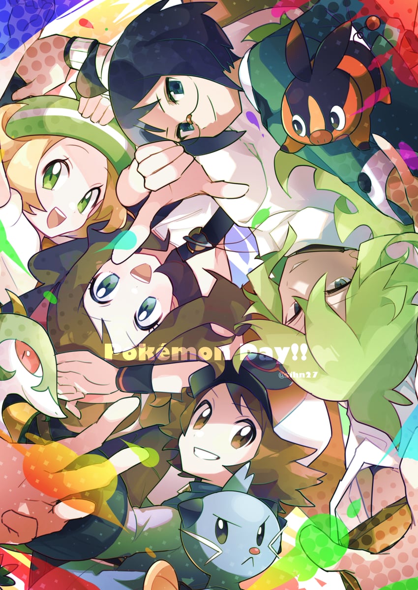 hilda, hilbert, n, bianca, tepig, and 3 more (pokemon and 1 more) drawn by clear_2758