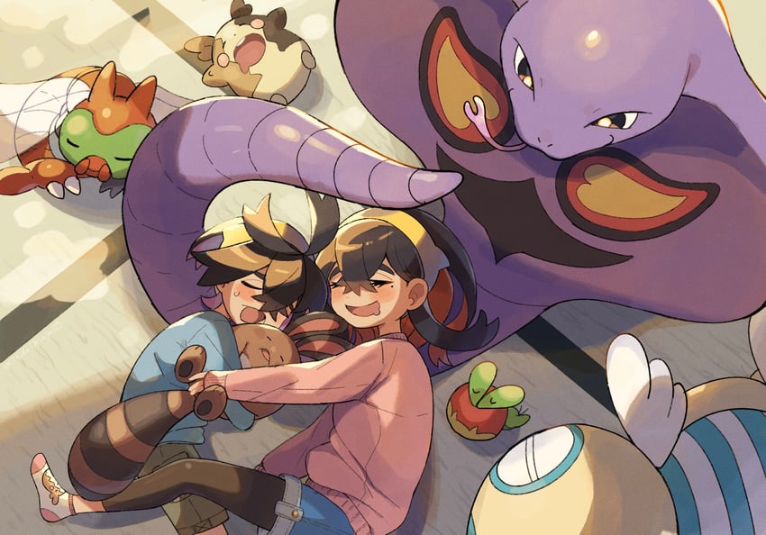 kieran, morpeko, carmine, applin, arbok, and 3 more (pokemon and 1 more) drawn by matsuda_(0yx38755230263c)