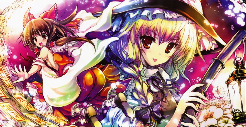 hakurei reimu and kirisame marisa (touhou) drawn by misakura_nankotsu