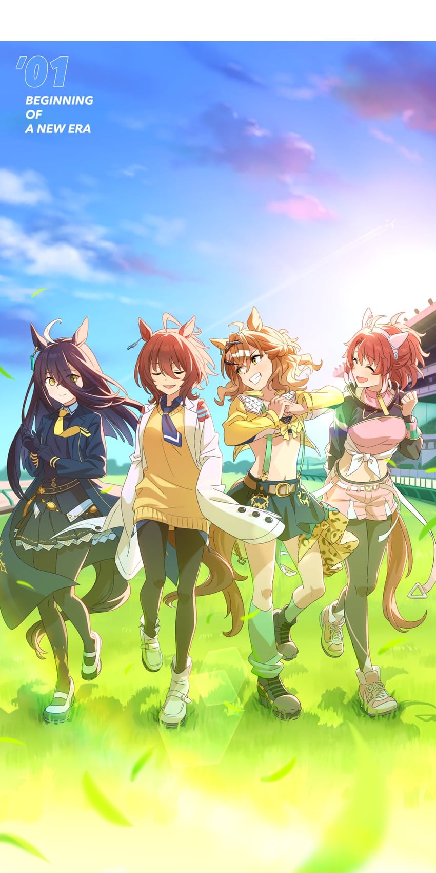 agnes tachyon, manhattan cafe, jungle pocket, and dantsu flame (umamusume and 1 more) drawn by wgtf_(50328)