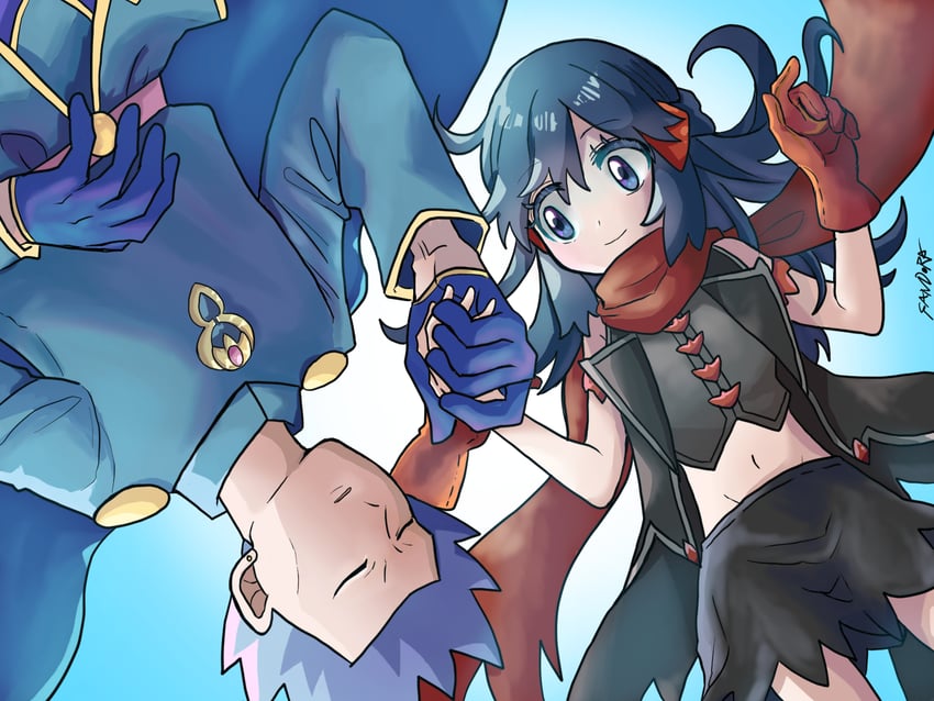 dawn and cyrus (pokemon and 1 more) drawn by sandora_(karugamo_no_e)