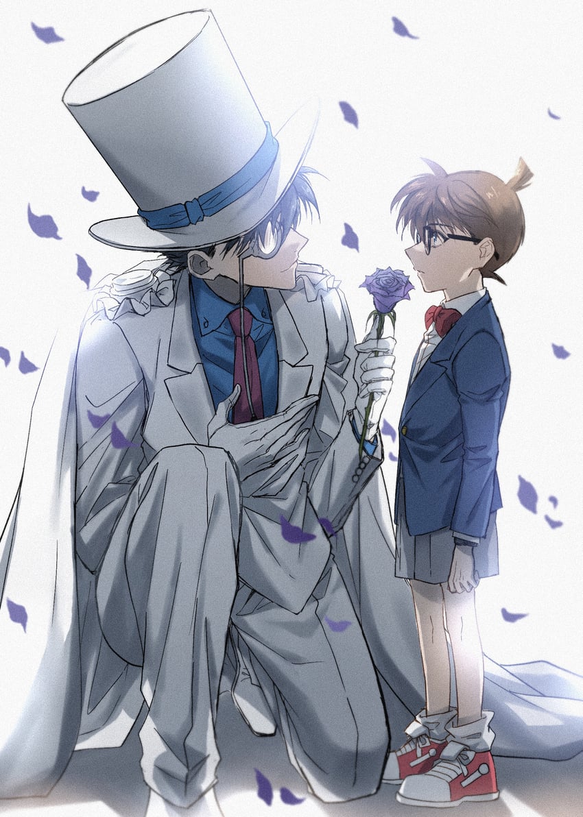 edogawa conan and kaitou kid (meitantei conan and 1 more) drawn by riceko