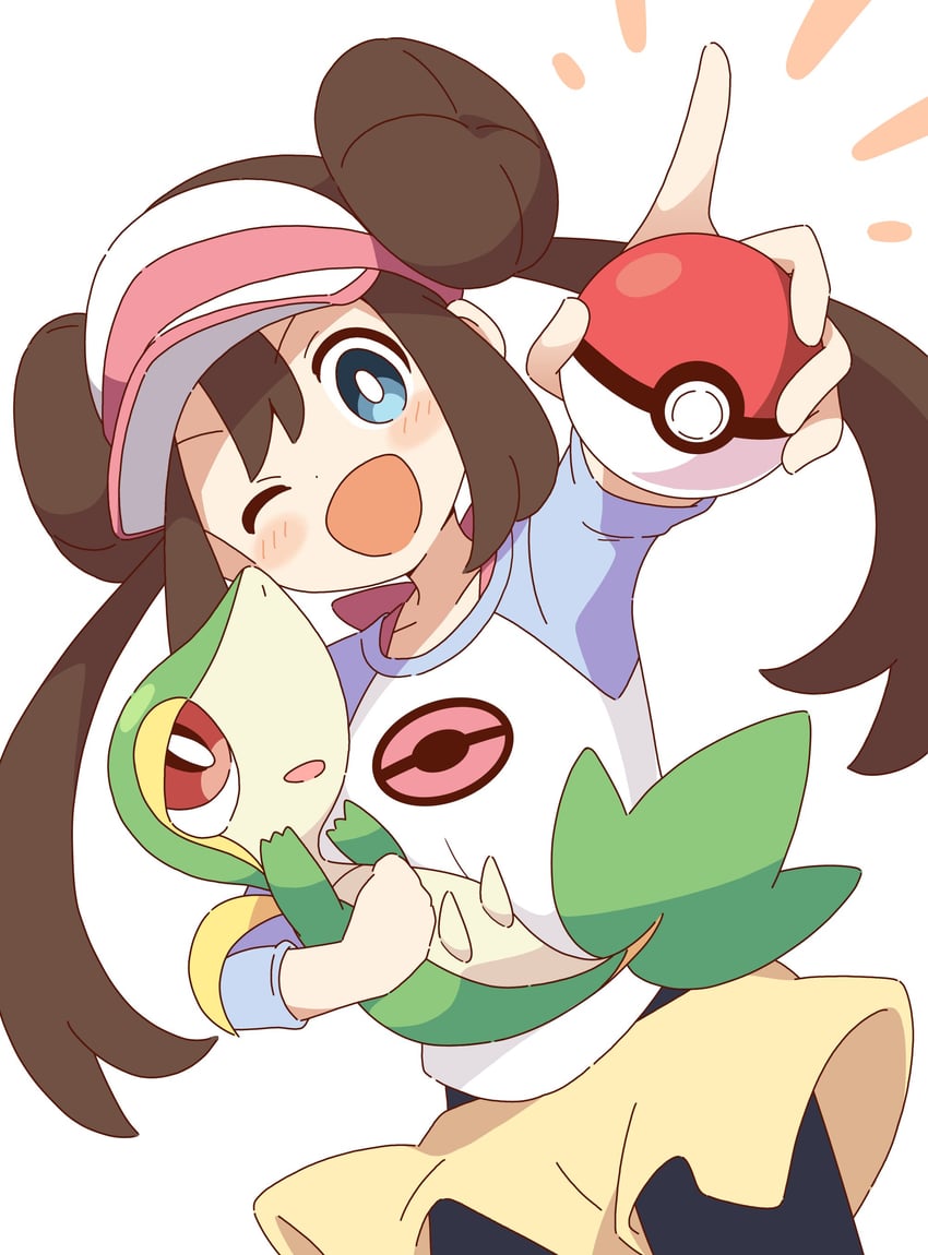 rosa and snivy (pokemon and 1 more) drawn by zungurimukkuri_tarou