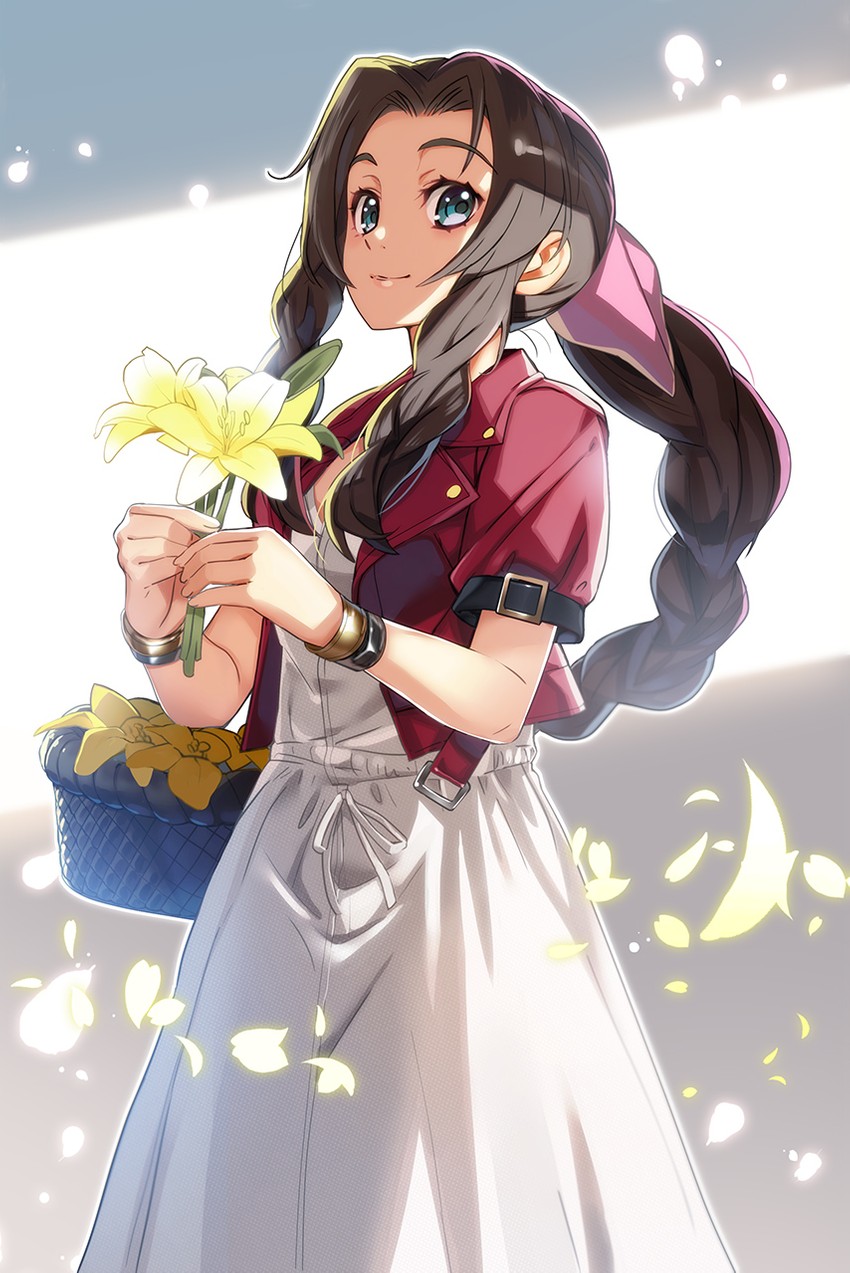 aerith gainsborough (final fantasy and 2 more) drawn by nyoro_(nyoronyoro000)