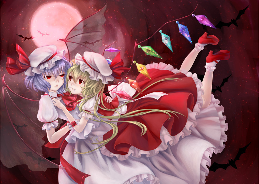 remilia scarlet and flandre scarlet (touhou) drawn by megumi_(piyo7piyo9)
