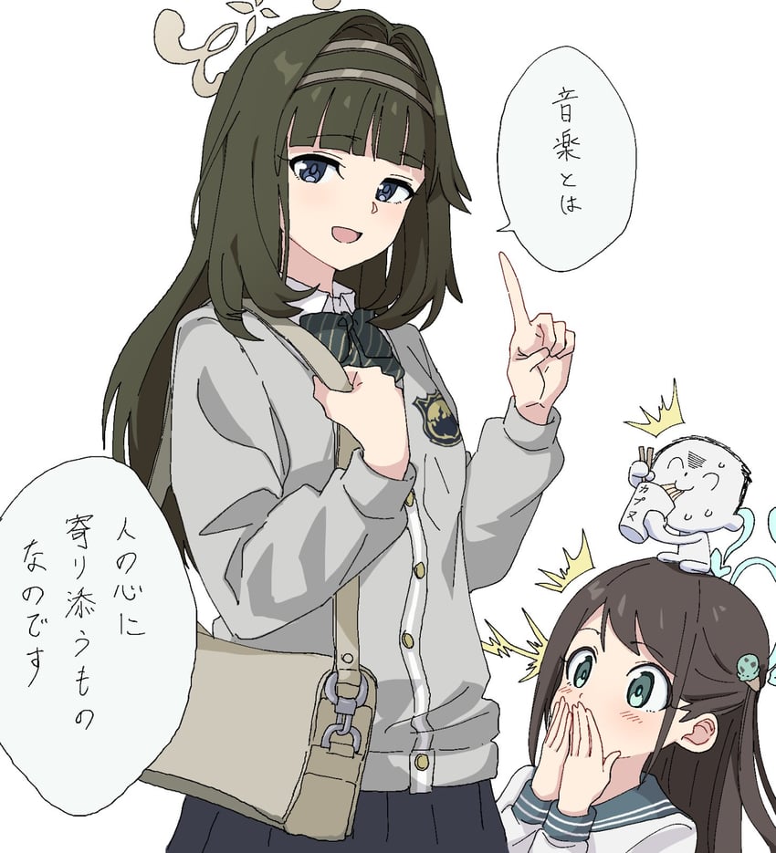 sensei, doodle sensei, airi, and tsumugi (blue archive) drawn by momomatang