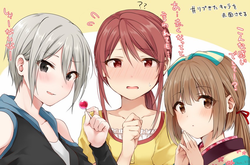 shiomi syuko, mifune miyu, and yorita yoshino (idolmaster and 1 more) drawn by tarachine